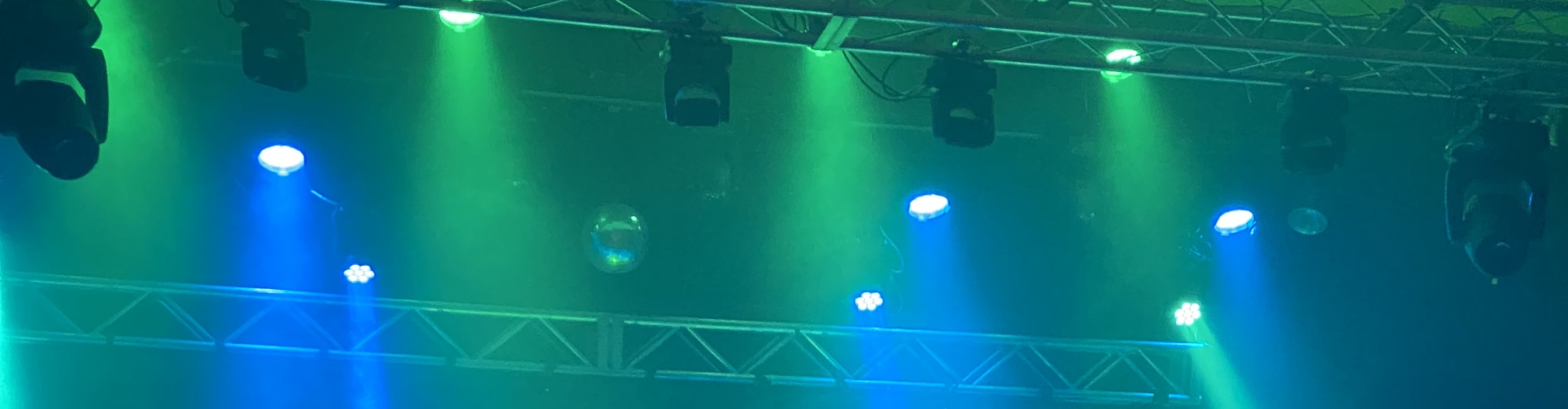 blue and green theater stage lights Durham